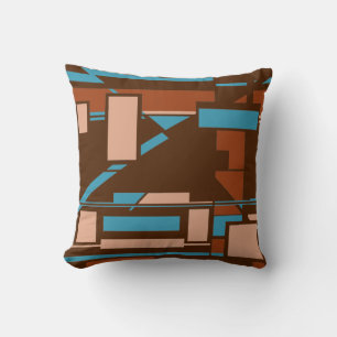 Almofada Rust Turquoise Beige Brown Southwest Mosaic Motif