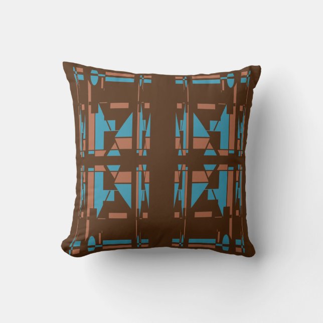 Almofada Rust Turquoise Brown Southwest Olha Grande Mosaico (Frente)