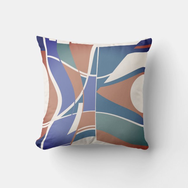 Almofada Rust Violet Blue Teal White Swirling Abstrato (Frente)