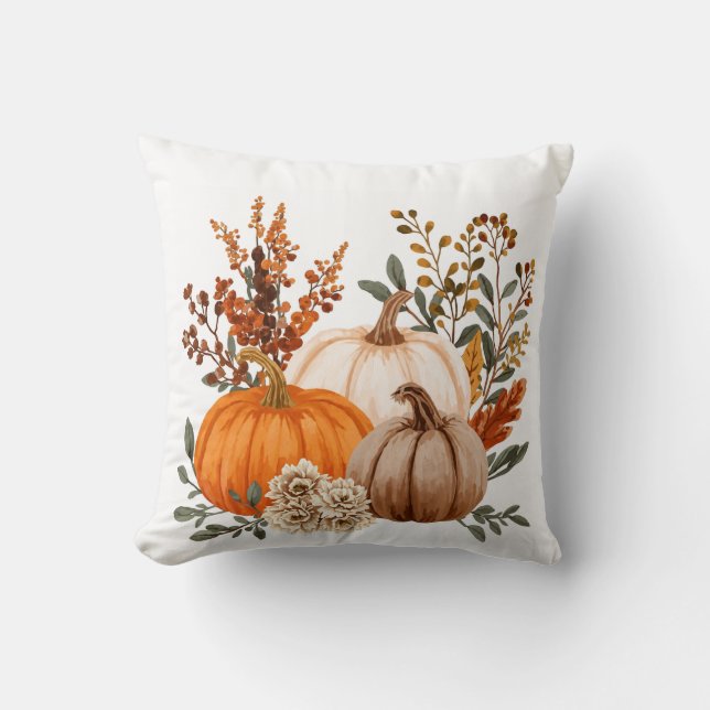 Almofada Rustic Autumn Pumpkin Bouquet (Frente)