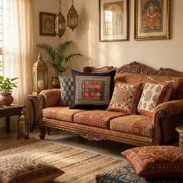 Almofada Rustic Boho Pattern Geometrical floral