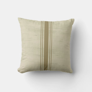 Almofada Rustic Canvas Burlap Beige Gold Stripe