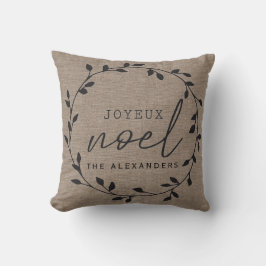Almofada Rustic Country Burlap Family Name Natal
