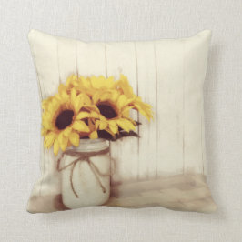 Almofada Rustic Country Sunflower Mason Jar Travesseiro dec