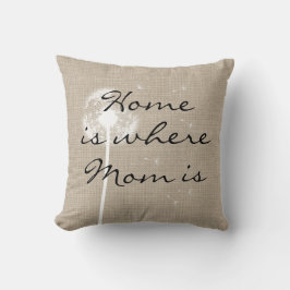 Almofada Rustic Dandelion Home é onde a mãe está Travesseir