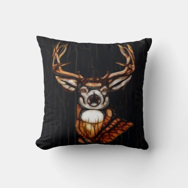 Almofada Rustic Deer Wooden Look Country Barn Hunting (Frente)
