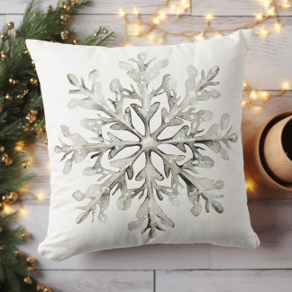 Almofada Rustic Elegant Watercolor Floco de Neve Winter