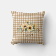 Rustic Fall Sunflower Brown Gingham Personalizado