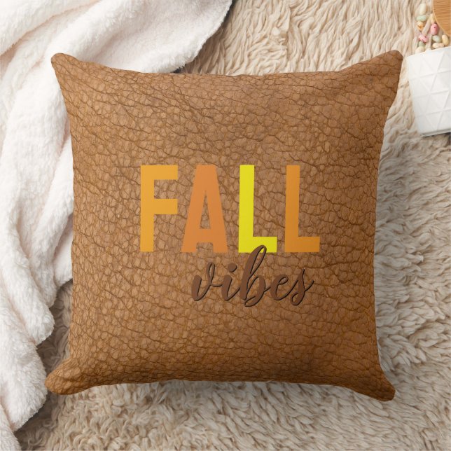 Almofada Rustic Fall Vibes Faux Brown Leather Travesseiro d (Cobertor)
