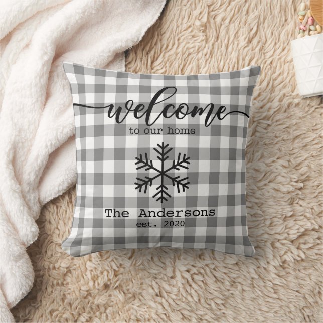 Almofada Rustic Gingham Check Personalization Name (Cobertor)