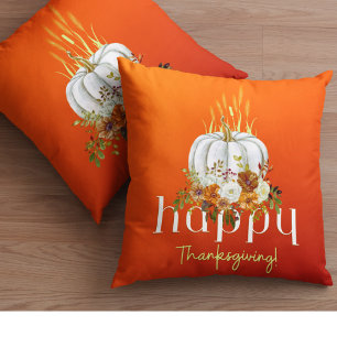 Almofada Rustic Happy Graças Floral Pumpkin