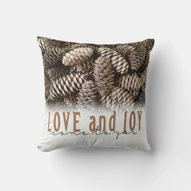 Almofada Rustic Holiday Love and Joy Pine Cone (Frente)