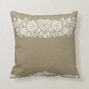 Almofada Rustic Kraft & Renda de Renda Chic de Casa de Camp