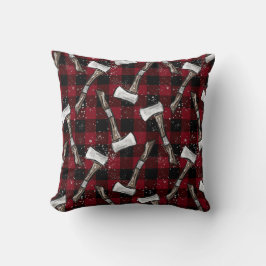 Almofada Rustic Lumberjack Axes on Buffalo Plaid
