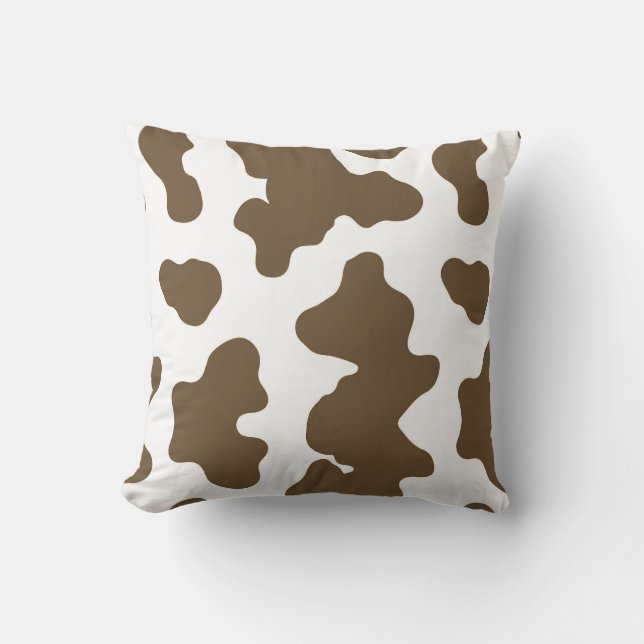 Almofada Rustic Marrom e Branco Impressão de Vaca Country W (Frente)