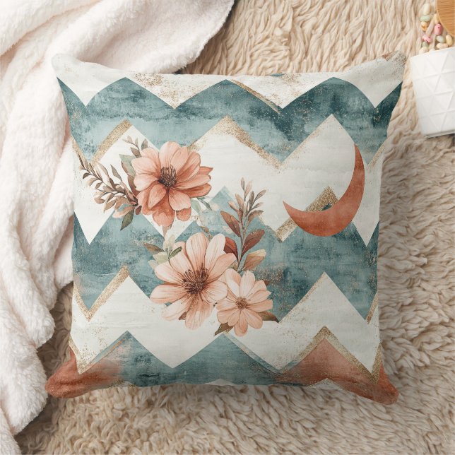 Almofada Rustic Moon Floral Chevron Earthy Pattern (1) (Cobertor)