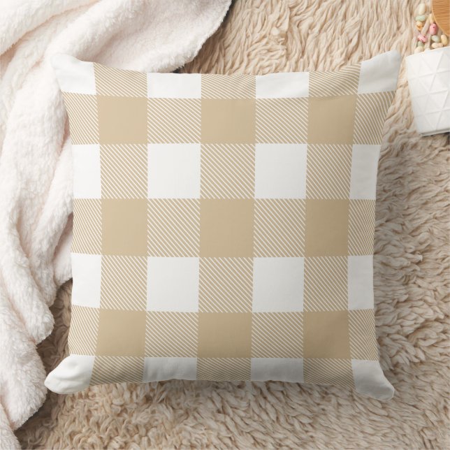 Almofada Rustic Neutral Tan Buffalo - Farmhouse Xadrez (Cobertor)