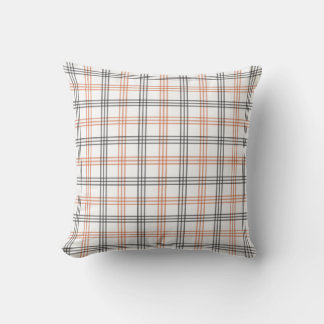 Almofada Rustic Orange, White & Black Plaid Throw Pillow
