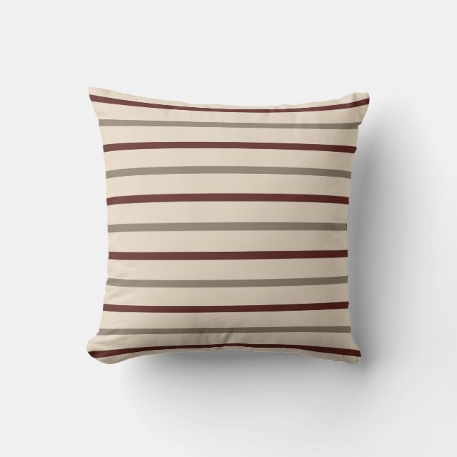 Almofada Rustic Red and Taupe Stripe Pillow (Frente)