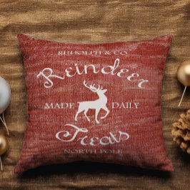 Almofada Rustic Red Reindeer Tret Add Name