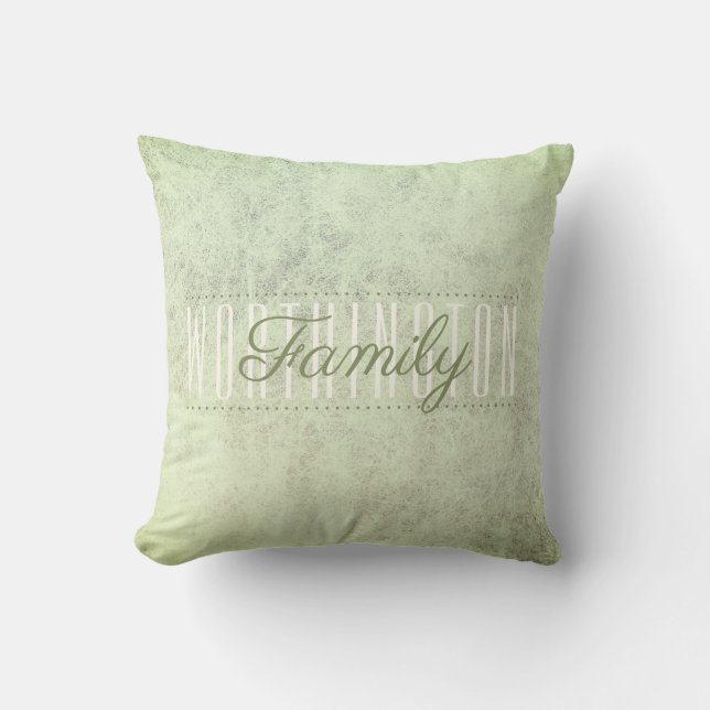 Almofada Rustic Sage Green Texture Family Name Monograma (Frente)