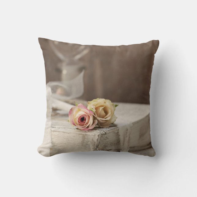 Almofada Rustic Shabby Rosa Ainda Lif (Frente)
