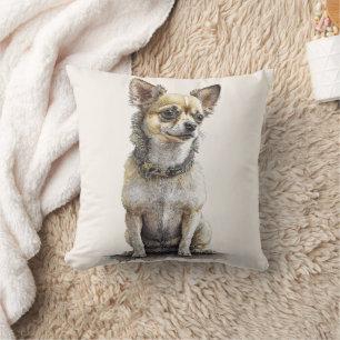 Almofada Rustic Short-Hired Tan Chihuahua Throw Cushion