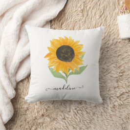 Almofada Rustic Sunflower Personalized Name Script
