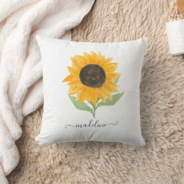 Almofada Rustic Sunflower Personalized Name Script (Cobertor)