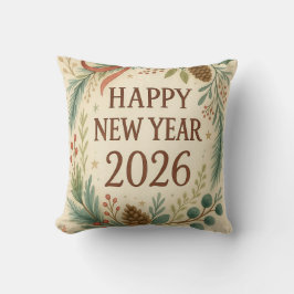 Almofada rustic throw pillow for happy new year 2026