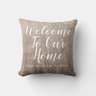 Almofada Rustic Welcome To Our Home Custom Family Name