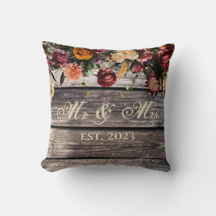 Almofada Rustic Wood Floral Sr. & Sra. Wedding Keepsael