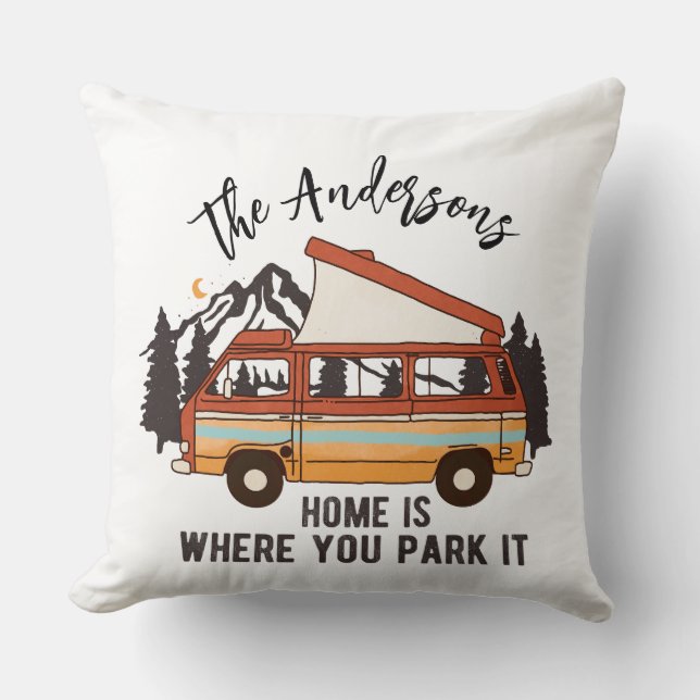 Almofada RV Camping Tent Trailer Home é onde você o estacio (Frente)