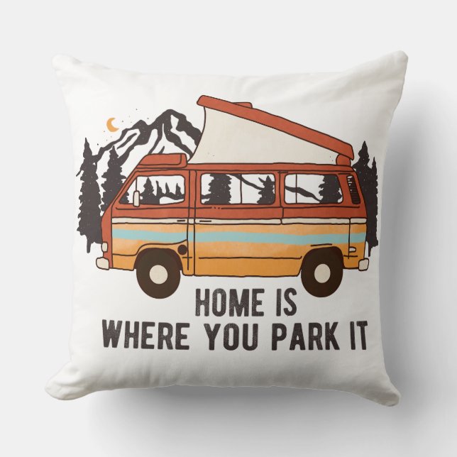 Almofada RV Camping Trailer "Home is Where You Park It" (Frente)