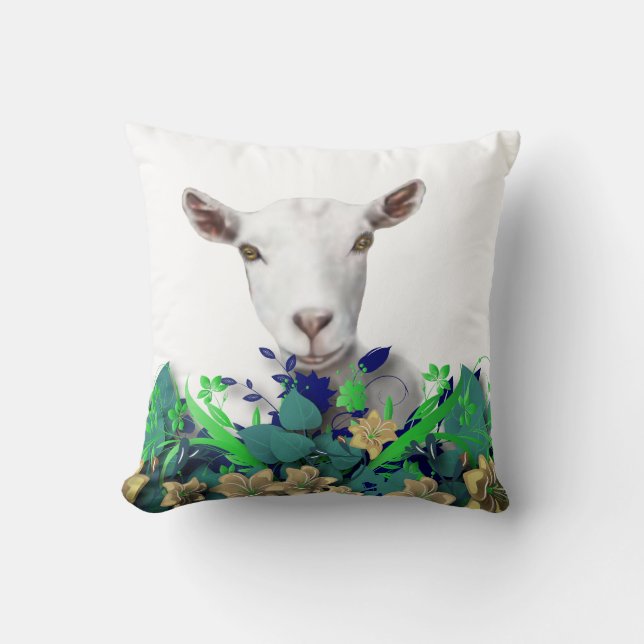 Almofada Saanen Goat Painting Name Goat Travesseiro (Frente)