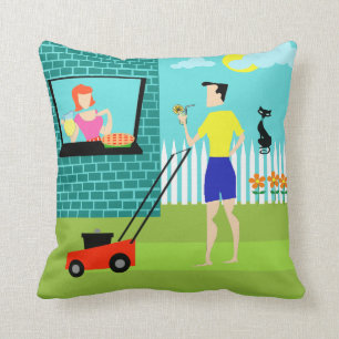 Almofada Sábado de manhã travesseiro decorativo retro