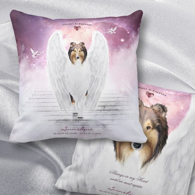 Almofada Sable Rough Collie Angel Dog Heaven - Pet Memorial (Criador carregado)