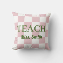 Almofada Saco de nome personalizável Teach Tote Rosa Xadrez
