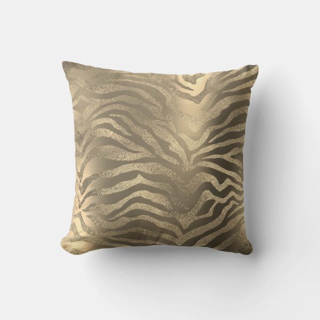 Almofada Safari African Champaing Dourado Zebra Pele Animal (Frente)