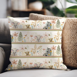 Almofada Safari Elephant Lion Zebra Foliage Baby Boy