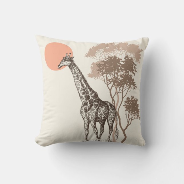 Almofada Safari Sunset Giraffe Nature Scenery (Frente)