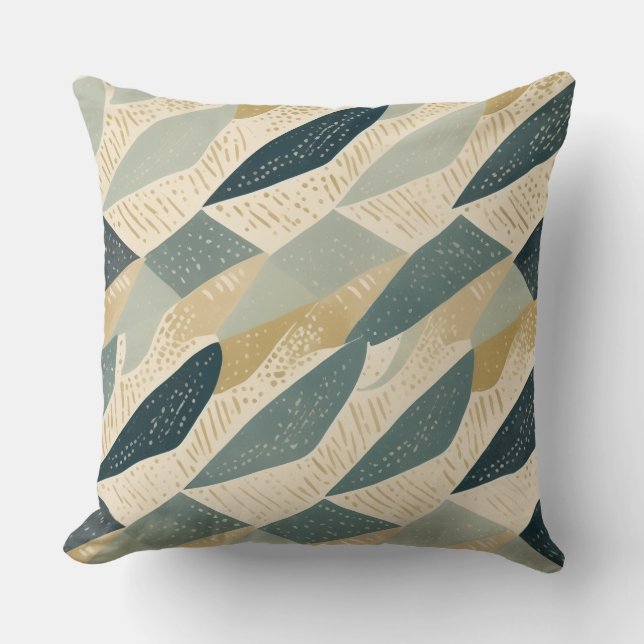 Almofada Sage Coastal Batik Parang Geométrico Inspirado (Frente)