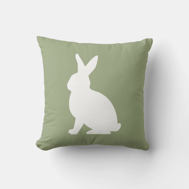 Almofada Sage Green And White Sitting Bunny Cute Easter (Frente)