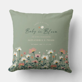 Almofada Sage Green Boho Wildflower Baby in Bloom Chá