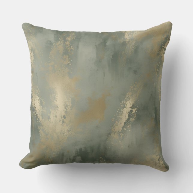 Almofada Sage Green Dourada Abstrato (Frente)