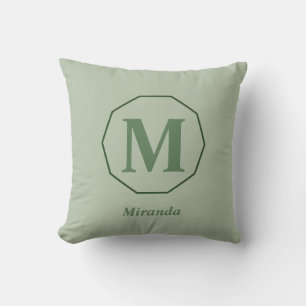 Almofada Sage Green elegant monograma name personalizado