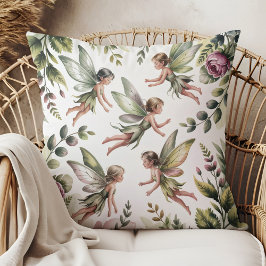 Almofada Sage Green Fairycore Botanical Throw Pillow