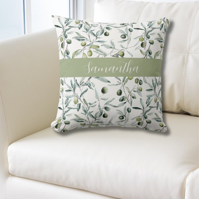 Almofada Sage Green French Country Olive Name  (Criador carregado)