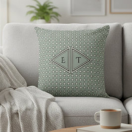 Almofada Sage Green Modern Geometric Monogram