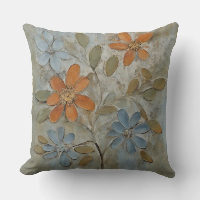 Almofada Sage Green Orange Blue Floral (Frente)